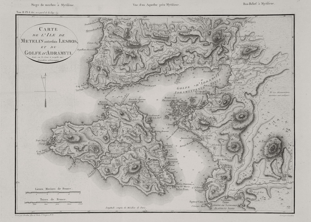Carte de Mytilène par le comte de Choiseuil (1842)